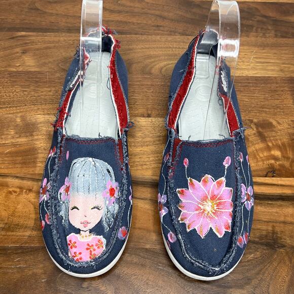 Alaku Canvas Painted Slip On Boat Shoe Size 9 - Picture 1 of 7
